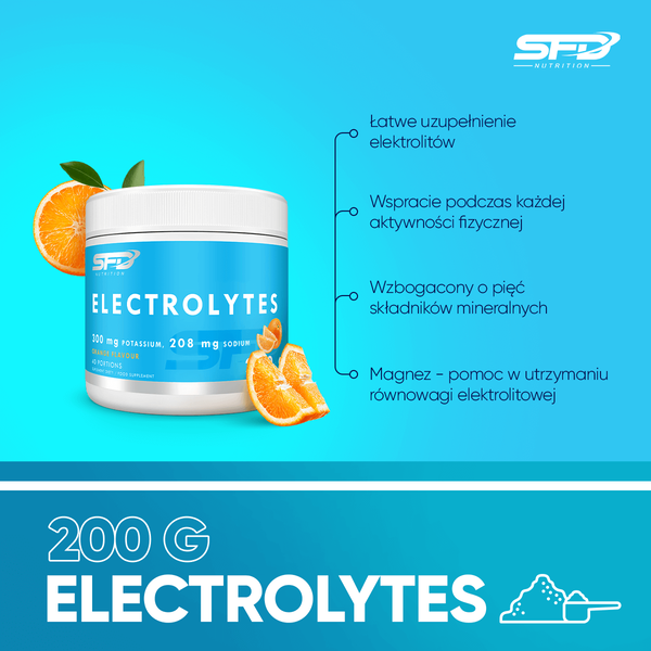 SFD Electrolytes, proszek, smak pomarańczowy, 200 g