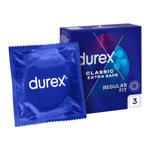 Durex Extra Safe, prezerwatywy powlekane środkiem nawilżającym, 3 szt.