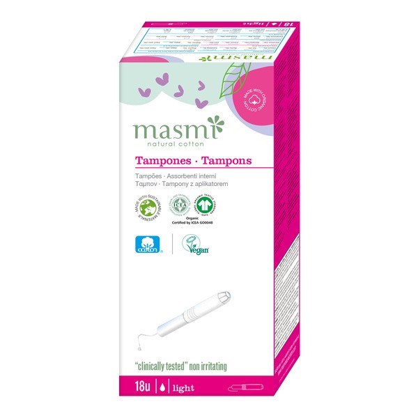 Masmi, tampony bawełniane z aplikatorem, Light, 18 szt.