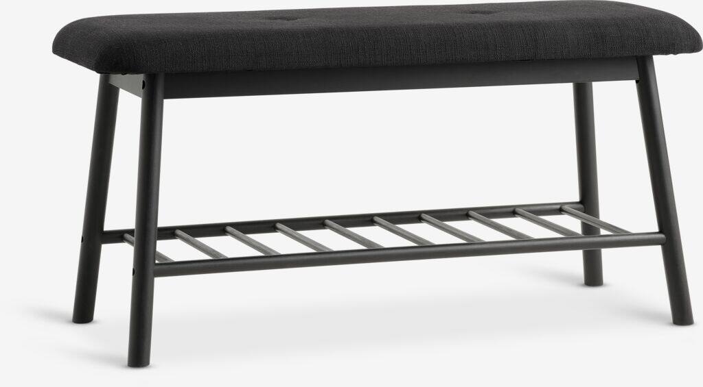 VANDSTED bænk med hylde VANDSTED sort stof/sort