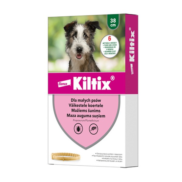 Kiltix, obroża przeciw kleszczom i pchłom dla małych psów, 38 cm, 1 szt.