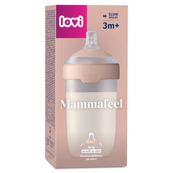Canpol Lovi Mammafeel, butelka + smoczek dynamiczny, 3m+, 250 ml