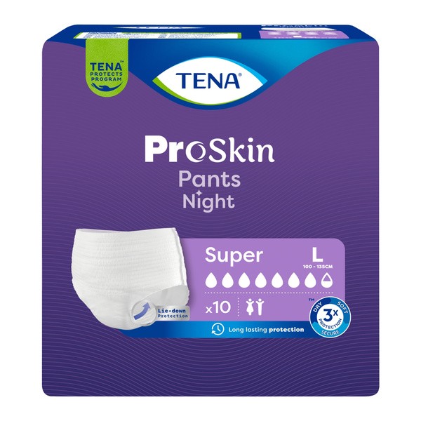 Tena Pants ProSkin Super Night, majtki chłonne, rozmiar L, 10 szt.