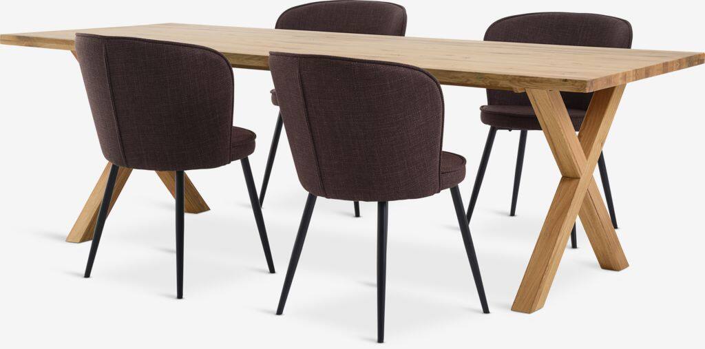 GRIBSKOV RISSKOV GRIBSKOV L230 egetræsbord 4 RISSKOV stol mørkebrun