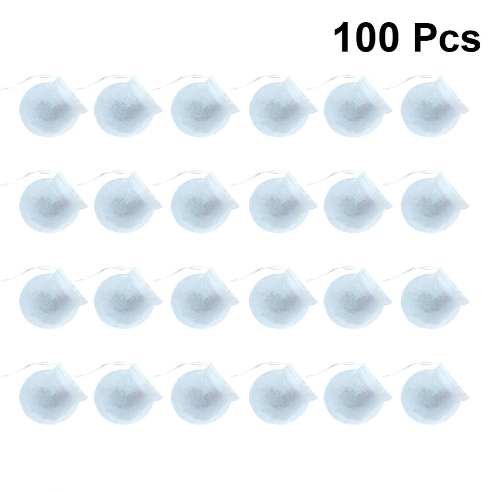 100 szt. jednorazowych pustych torebek na herbatę, okrągłe torebki papierowe z filtrem na herbatę liściastą, zioła i przyprawy, 75 mm (białe)