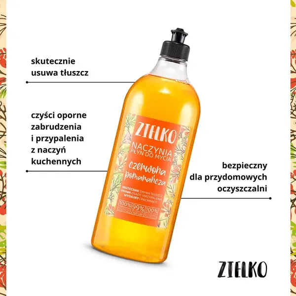 Zielko, Płyn do mycia naczyń, pomarańcza, 1000 ml