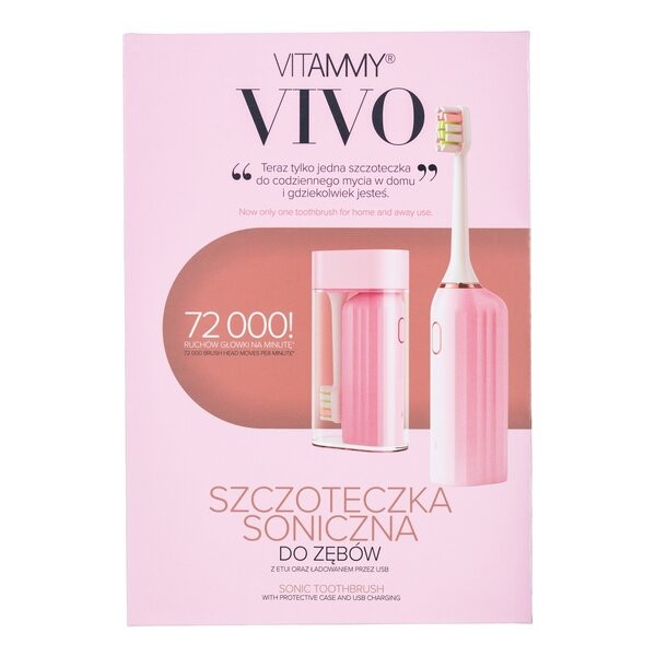 Vitammy Vivo, szczoteczka soniczna z etui, kolor różowy, 1 szt.