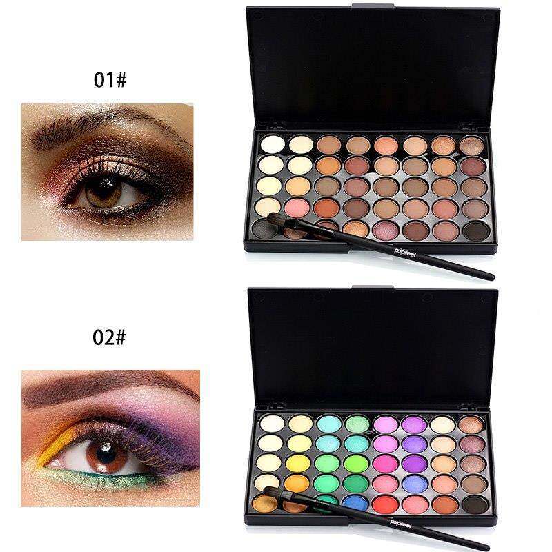40-kleuren Oogschaduwpalet + Make-upkwasten Glanzend gepigmenteerd oogschaduwpalet – Mini make-uppalet met oogglitters