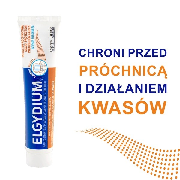Elgydium, przeciwpróchnicowa pasta do zębów z kompleksem Fluorinol Protect+, 75 ml