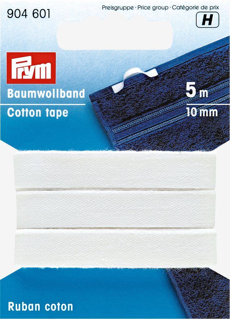 Bånd 10mm 5m/pakke bomuld hvid