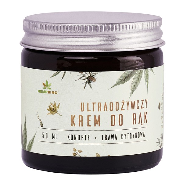 HempKing, ultraodżywczy krem do rąk, konopie + trawa cytrynowa, 50 ml