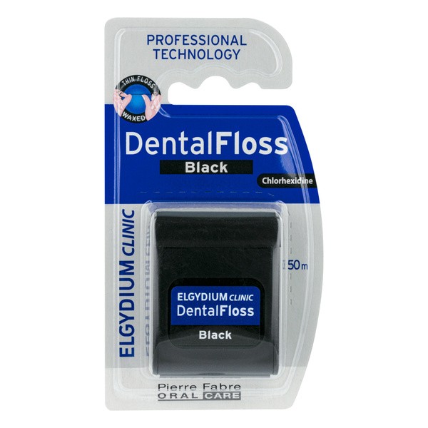 Elgydium Clinic Dental Floss, nić dentystyczna czarna, 50 m