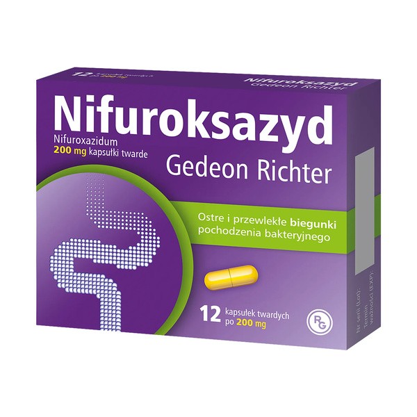 Nifuroksazyd Gedeon Richter, 200 mg, kapsułki twarde, 12 szt.