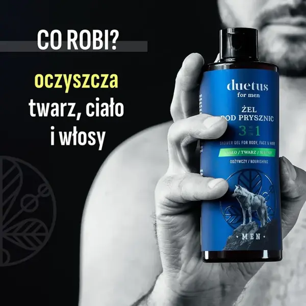 Duetus For Men, odżywczy żel pod prysznic 3w1, 300 ml