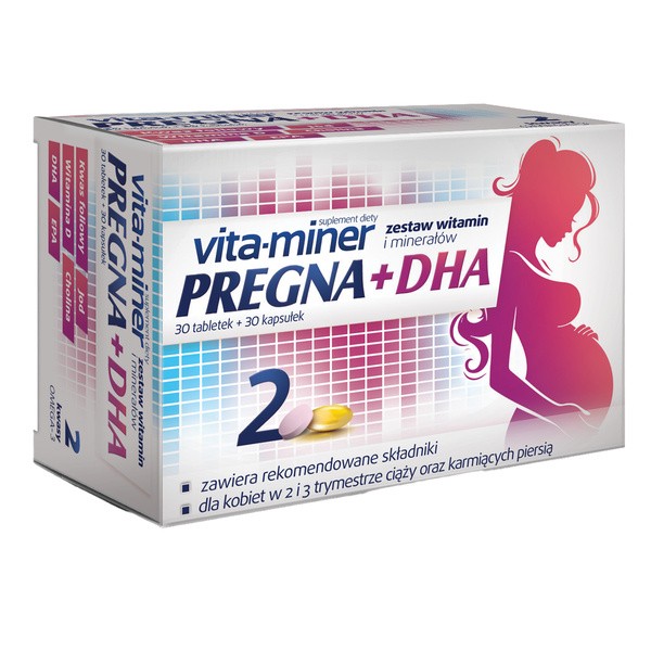 Vita-Miner Pregna + DHA, tabletki + kapsułki, 30 szt. + 30 szt.