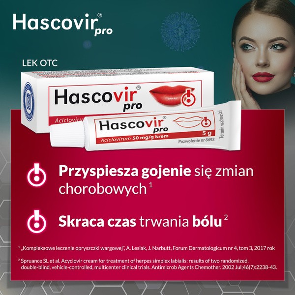 Hascovir pro, 50 mg/g, krem, 5 g