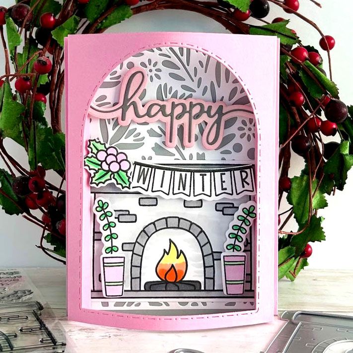 Cozy Fireplace Clear Stamp Set 8 Stamps