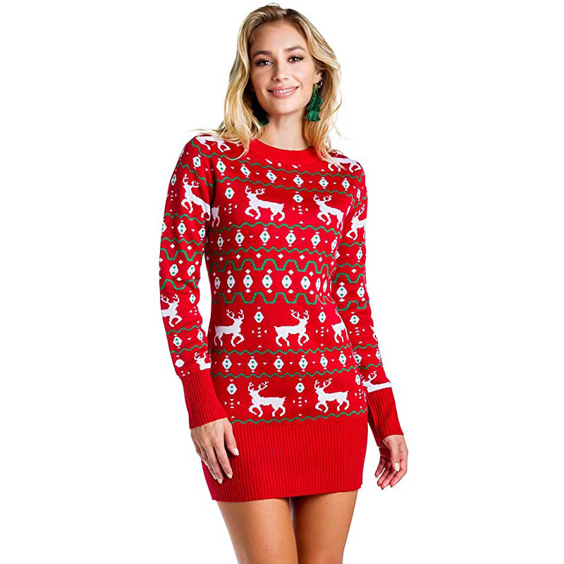 Sukienki swetrowe Tipsy Elves dla kobiet na święta z kolekcji Cute Instant Holiday Outfits