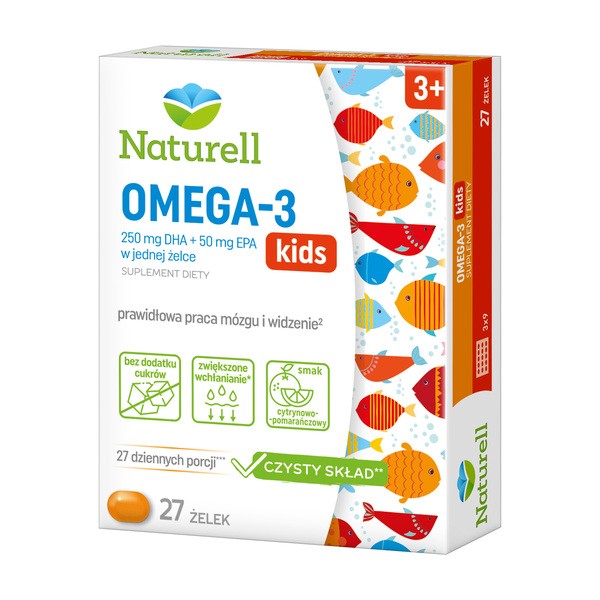 Naturell Omega 3 Kids, żelki, 27 szt