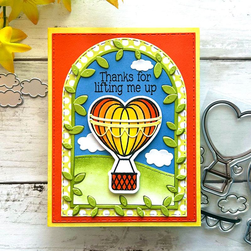 Heart Hot Air Balloons Clear Stamp Set 13 Stamps