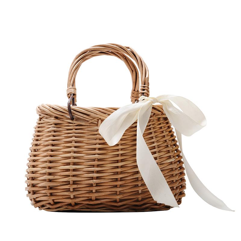 Motetrend for damer og barn, stråveske til sommerferie, liten, multifunksjonell, hard veske med bånd, 2020-modell