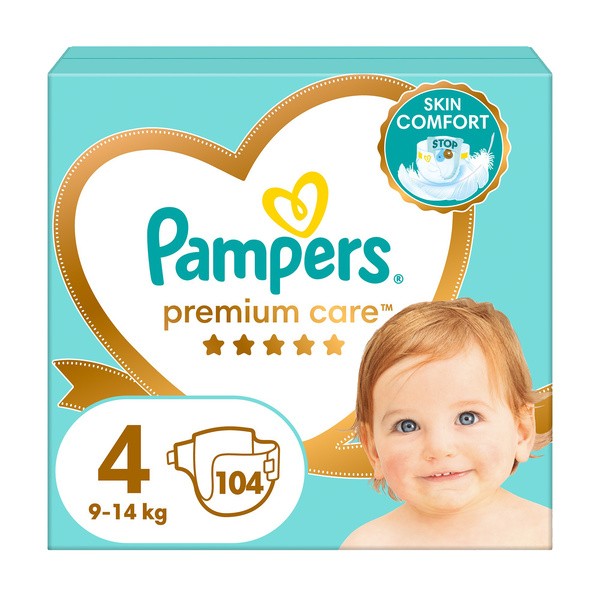 Pampers Premium Care Pieluszki, rozmiar 4 (9-14kg), 104 szt.