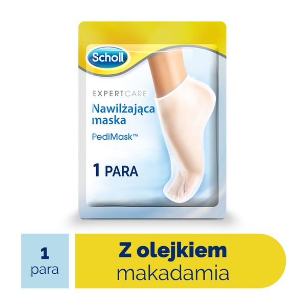 Scholl PediMask, Nawilżająca maska z olejkiem makadamia, 1 para (skarpetki)