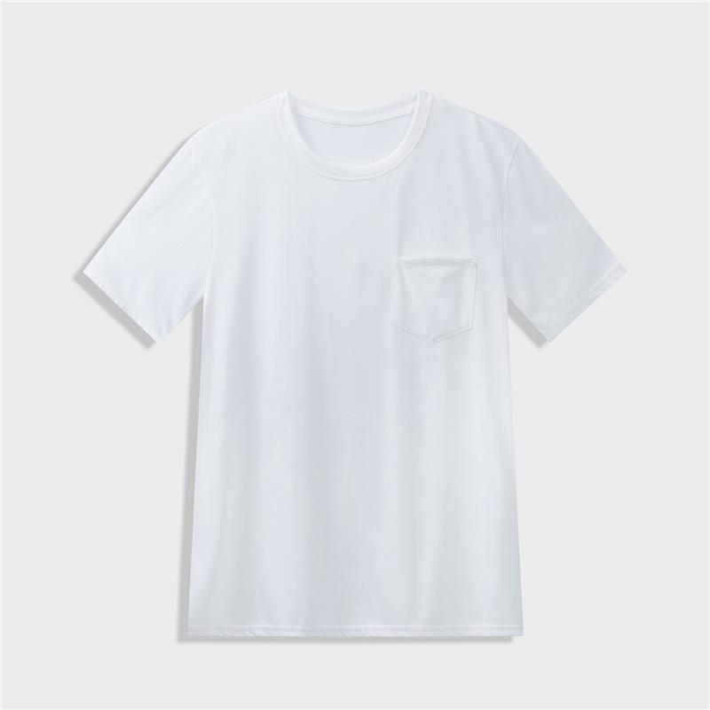 2020 Summer New Men Plain T Shirt 100% Cotton Short Sleeve Smart Casual Solid Tshirt O neck Front Pocket Tee Tops Clothing,437