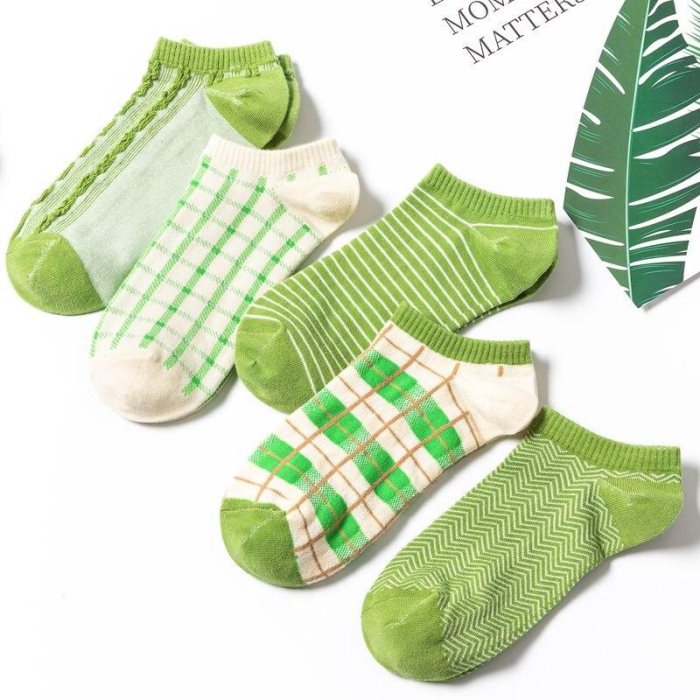 Boat Socks Women Green Color Plaid Socks Happy Cotton Ankle Summer Casual Couple Sox dropshipping 2020 best selling products Hot