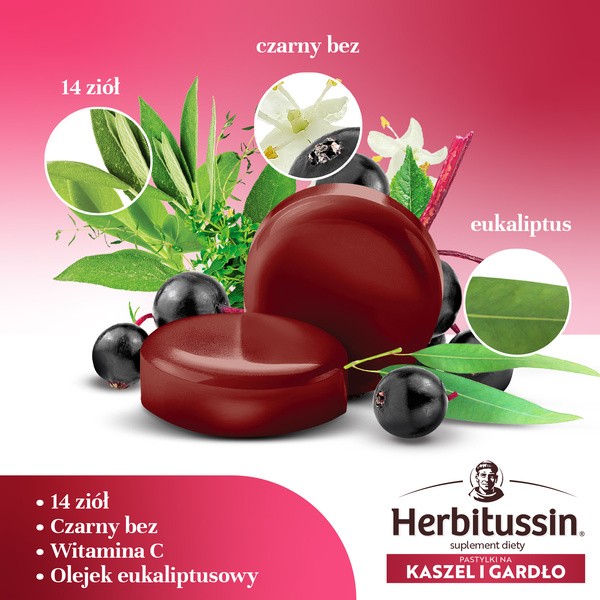 Herbitussin Kaszel i Gardło, pastylki do ssania, 12 szt.