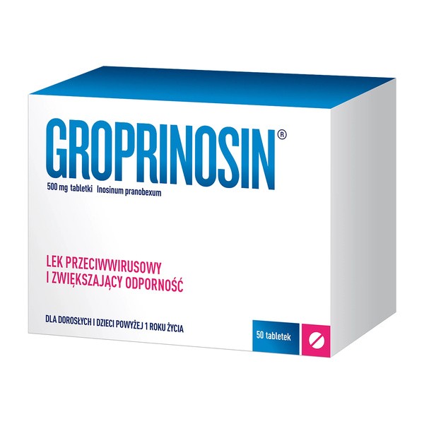 Groprinosin, 500 mg, tabletki, 50 szt.
