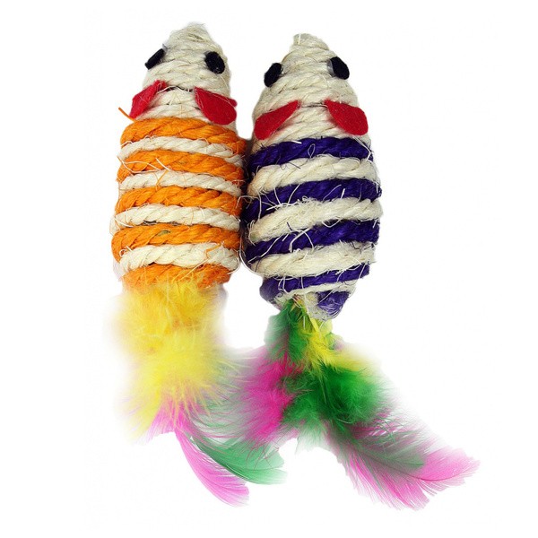 Pet Nova Cat, sizalowe myszki dla kota z piórami, 2 szt.