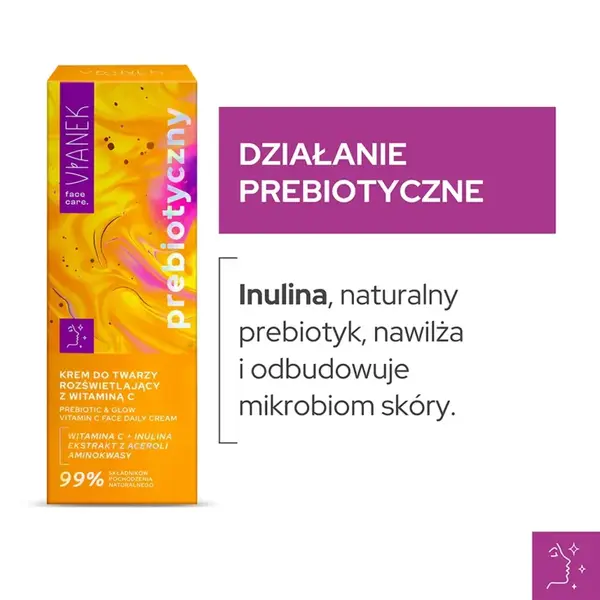Vianek, prebiotyczny krem rozświetlający z witaminą C, 50 ml
