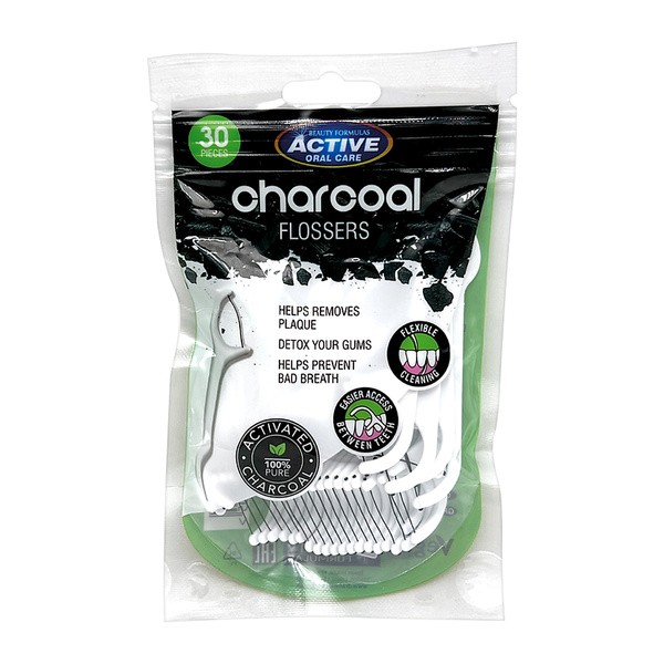 Active Charcoal Flossers, nicio-wykałaczki z aktywnym węglem, 30 szt.