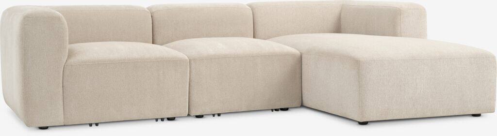 SKEJBY Modulsofa SKEJBY 3-personers chaiselong af sandfarvet stof