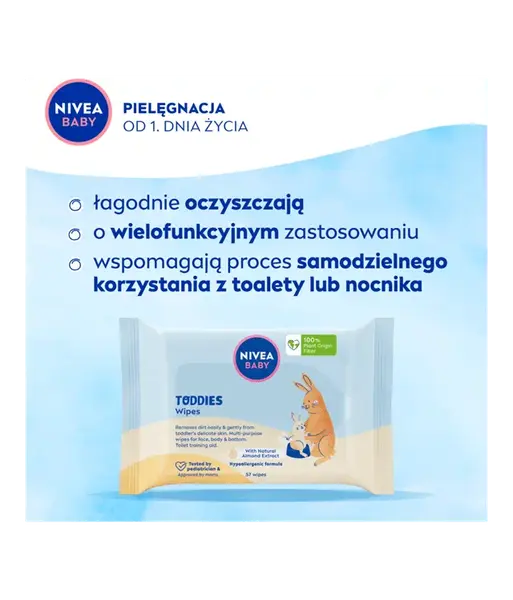 Nivea Baby Toddies, chusteczki biodegradowalne, 57 szt.