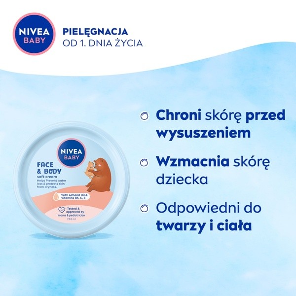 Nivea Baby, krem pielęgnacyjny do twarzy i ciała, 200 ml