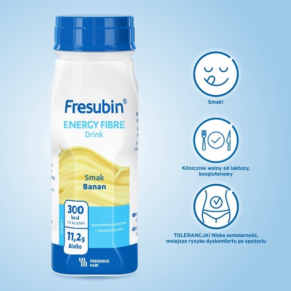 Fresubin Energy Fibre Drink, płyn o smaku bananowym, 4 x 200 ml