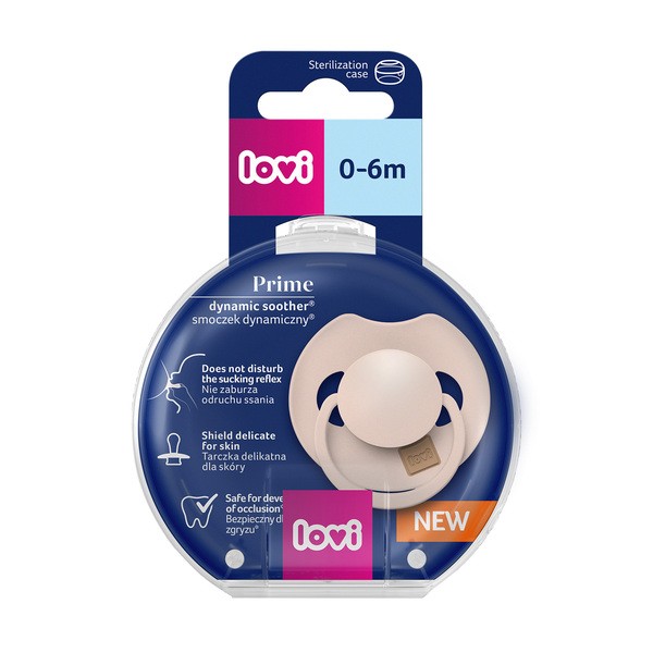 Canpol Lovi Prime, dynamiczny smoczek uspokajający silikonowy, 0-6 m Nude, 1 szt.