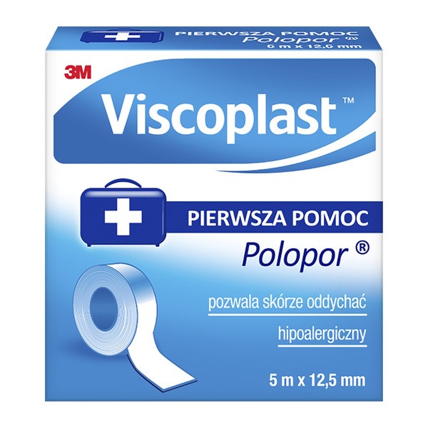 Viscoplast Polopor, przylepiec włókninowy, 5 m x 12,5 mm, 1 szt.