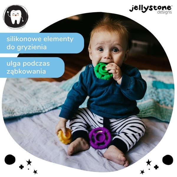 Jellystone Designs, silikonowy gryzak sensoryczny Mała tęczowa wieża, 1 szt.
