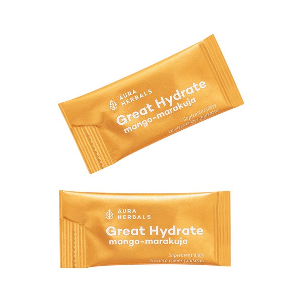 Aura Herbals Great Hydrate, saszetki z proszkiem, smak mango-marakuja, 10 szt.