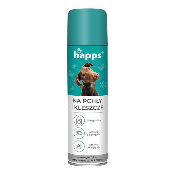 Happs, aerozol do zwalczania pcheł i kleszczy w otoczeniu psów, 250 ml