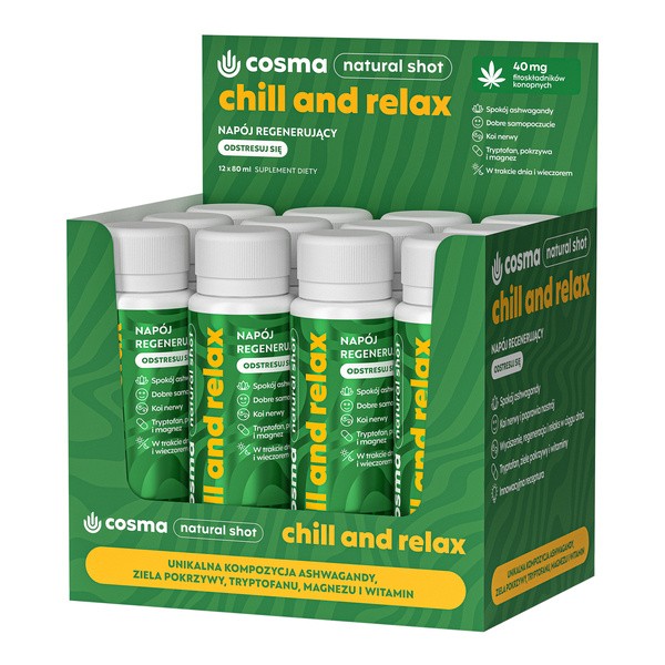 Cosma Cannabis Chill and Relax, płyn, smak herbata cytrynowa, 80 ml, x 12 szt.