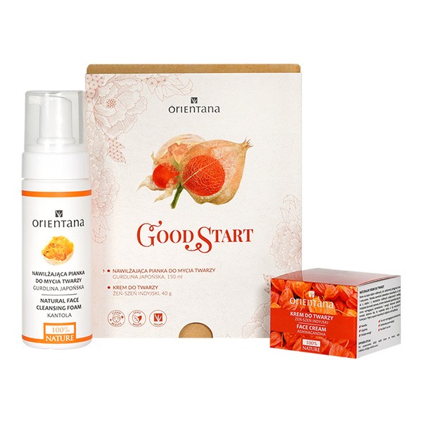 Orientana, Zestaw Good Start, pianka do mycia twarzy, 150 ml + krem do twarzy, 40 ml