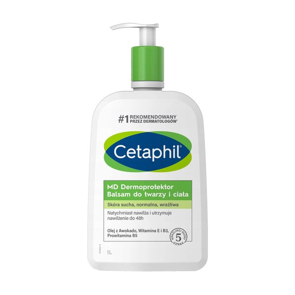 Zestaw Cetaphil 2 x 1 l, Cetaphil EM, emulsja micelarna do mycia + Cetaphil MD Dermoprotektor, balsam do twarzy i ciała