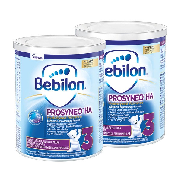 Zestaw 2x Bebilon Prosyneo HA 3, Junior, odżywcza formuła na bazie mleka po 1. roku życia, 400 g