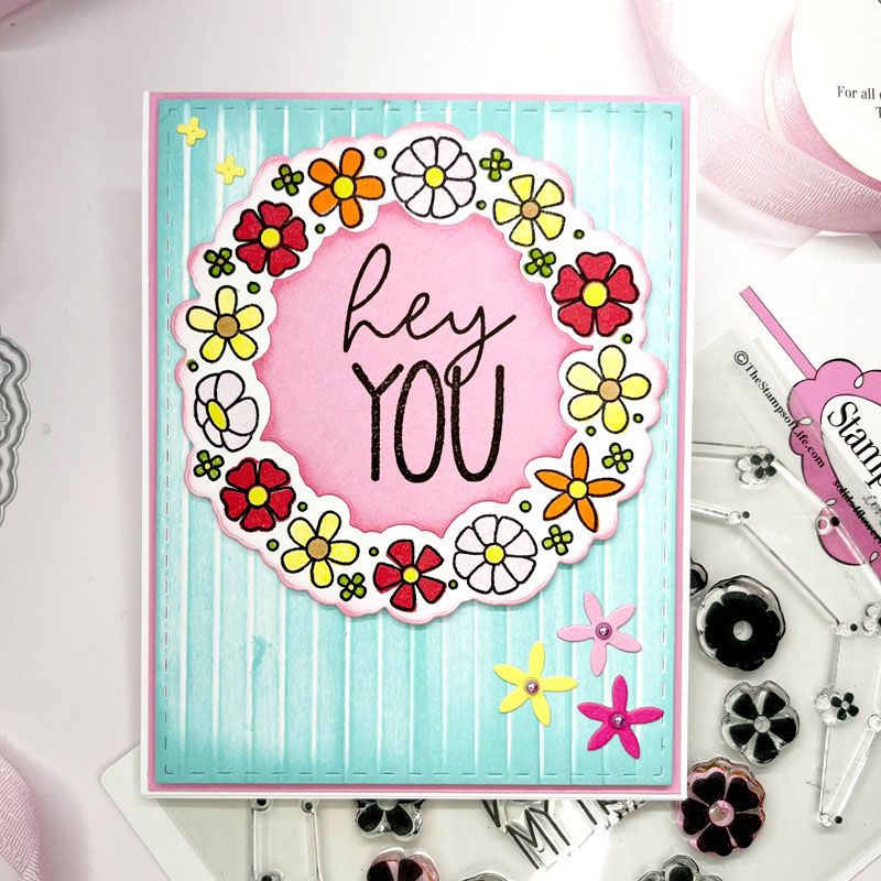 Flower Wreath Words Clear Stamp Set