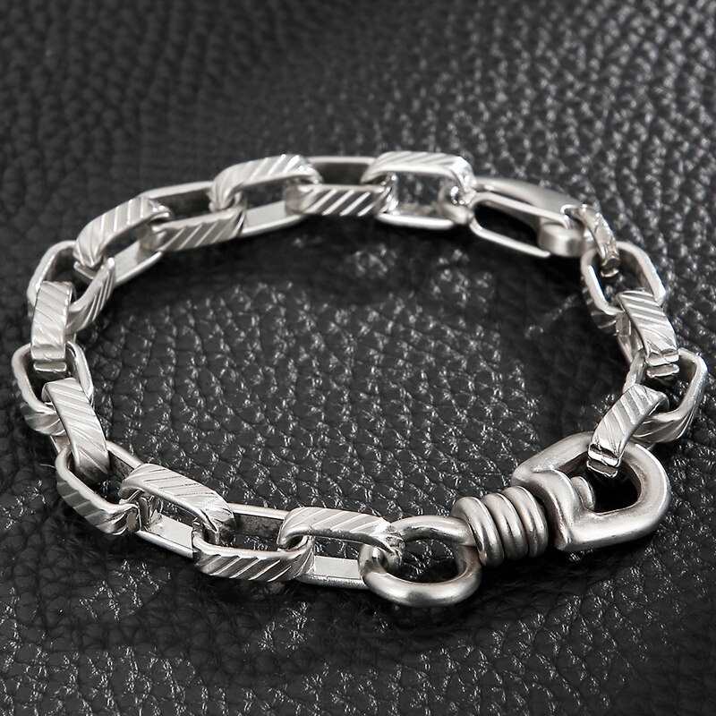 Mezczyzna Retro Punk Twill klamra nadgarstek ze stali nierdzewnej bransoletki moda geometryczny lancuch reczny 8MM Viking Homme opaska meska bizuteria