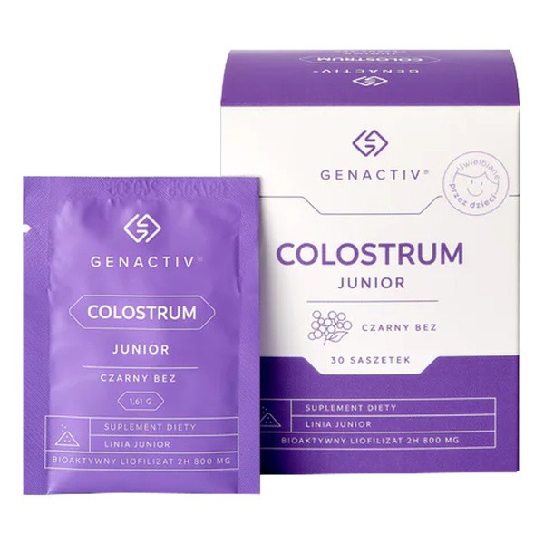 Genactiv Colostrum Junior, czarny bez, saszetki z proszkiem, 30 szt.